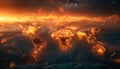 A map of the world with a lot of fire on it. Royalty Free Stock Photo