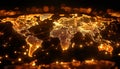 A map of the world with a lot of fire on it. Royalty Free Stock Photo