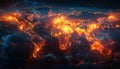 A map of the world with a lot of fire on it Royalty Free Stock Photo