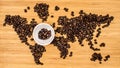 Map of the world made of coffee beans Royalty Free Stock Photo