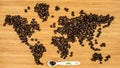 Map of the world made of coffee beans Royalty Free Stock Photo