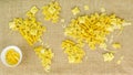 Map of the world made of raw pasta on fabric background Royalty Free Stock Photo