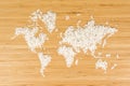 Map of the world made of white rice Royalty Free Stock Photo