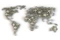 Map of the world from metallic gears. Global economy connections Royalty Free Stock Photo