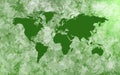 Map of the world over green stains Royalty Free Stock Photo