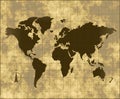 Map of the world on parchment