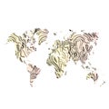 Map world texture wood hand drawn black on gradient background. vector Royalty Free Stock Photo