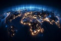 Global map illuminated by lights