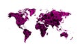 Map of the worrld silhouette with black stain over purple Royalty Free Stock Photo