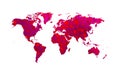 Map of the worrld silhouette with red stain over purple Royalty Free Stock Photo