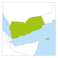 Map of Yemen green highlighted with neighbor countries Royalty Free Stock Photo