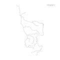 Map of Yenisey river drainage basin. Simple thin outline vector illustration Royalty Free Stock Photo