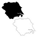 Map of Yorkshire and the Humber England. Black and outline maps. EPS Vector File