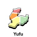 Map of Yufu City design, Japanese Country location in Asia Template, Suitable for your company