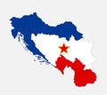 Map of the Yugoslavia in the colors of the flag with administrative divisions, blank