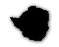 Map of Zimbabwe with shadow