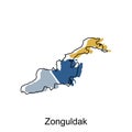 Map of Zonguldak Province of Turkey Illustration design, Turkey World Map International vector template