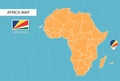 Seychelles map in Africa, icons showing Seychelles location and flags