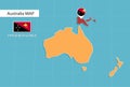 Papua New Guinea map in Australia, icons showing Papua New Guinea location and flags