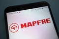Mapfre logo on smartphone Royalty Free Stock Photo