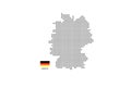 Vector square pixel dotted map of Germany isolated on white background with Germany flag