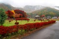 Maple corridor and local house in Kawaguchiko Royalty Free Stock Photo