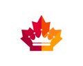 Maple crown logo design. Canadian king crown logo. Red Maple leaf with crown vector