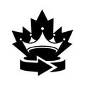 Maple Crown Logo Design. Canadian King Crown Logo. Red Maple Leaf with Crown Vector