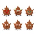 Maple dried leaf cartoon character with nope expression