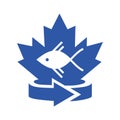 Maple Fish Logo Design. Canadian Fish Logo. Red Maple Leaf with Fish Vector Royalty Free Stock Photo