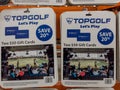 Gift card package for TopGolf admission for sale at a Costco store