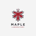 Maple and laboratory beaker logo icon vector template