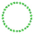 Maple leaf circle frame. Green abstract round border. Spring leaves made by circles. Vector design for springtime banner or Royalty Free Stock Photo