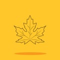 Maple leaf cute icon in trendy flat style isolated on color background.