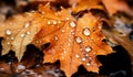 Maple leaf with fall color and with dew drops. AI generated Royalty Free Stock Photo