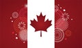 Maple leaf with firework poster for celebrate the national day of Canada. Happy Canada Day card. Canada flag, fireworks