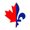 Maple leaf and Fleur de lis halfs. French Canadians symbol.
