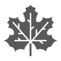 Maple leaf glyph icon, canada and nature, autumn sign, vector graphics, a solid pattern on a white background. Royalty Free Stock Photo