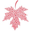 A maple leaf with hearts. A symbol of love. Flag of Canada. Vector illustration.