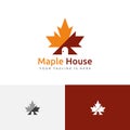 Maple Leaf House Home Autumn Fall Season Real Estate Logo Royalty Free Stock Photo