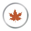 Maple leaf icon in cartoon style isolated on white background. Canadian Thanksgiving Day symbol stock vector