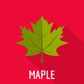 Maple leaf icon, flat style Royalty Free Stock Photo