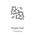 maple leaf icon vector from thanksgiving collection. Thin line maple leaf outline icon vector illustration. Linear symbol for use Royalty Free Stock Photo