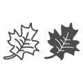 Maple leaf line and glyph icon. Canadian symbol vector illustration isolated on white. Plant outline style design