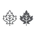 Maple leaf line and glyph icon, foliage and nature, autumn leaf sign, vector graphics, a linear pattern on a white Royalty Free Stock Photo