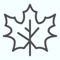 Maple leaf line icon. Canada forest tree leaves shape sign. Autumn season vector design concept, outline style pictogram Royalty Free Stock Photo