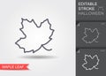 Maple Leaf. Line icon with editable stroke with shadow Royalty Free Stock Photo
