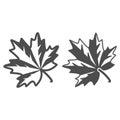 Maple leaf line and solid icon, Oktoberfest concept, autumn symbol sign on white background, maple leaf icon in outline Royalty Free Stock Photo