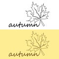 Maple leaf in one continuous line on a white background. Vector silhouette symbol graphic element. Autumn vector illustration. Royalty Free Stock Photo