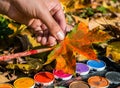 Maple leaf paint tinkering kindergarten